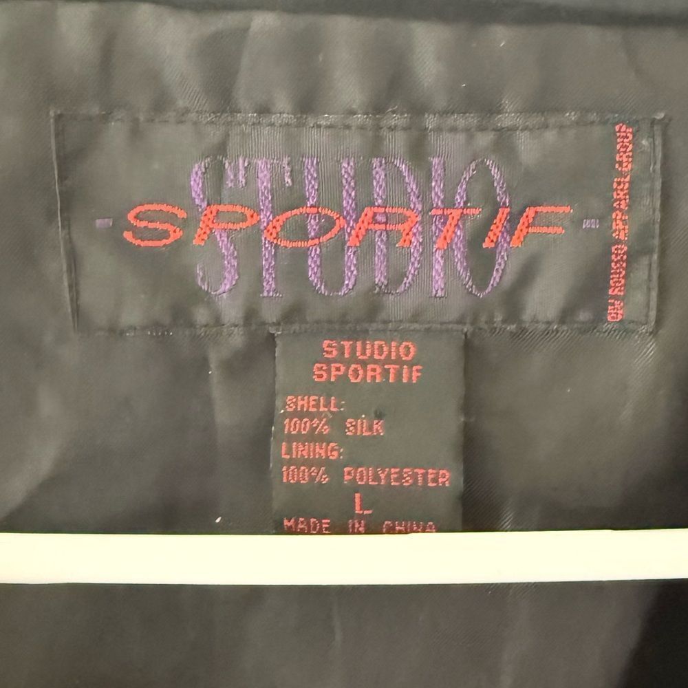 Studded Black Jacket 100% Silk - Picture 3 of 4